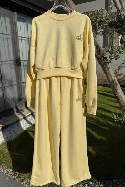 LO FULL TAŞLI KISA İKİLİ TAKIM  Sarı