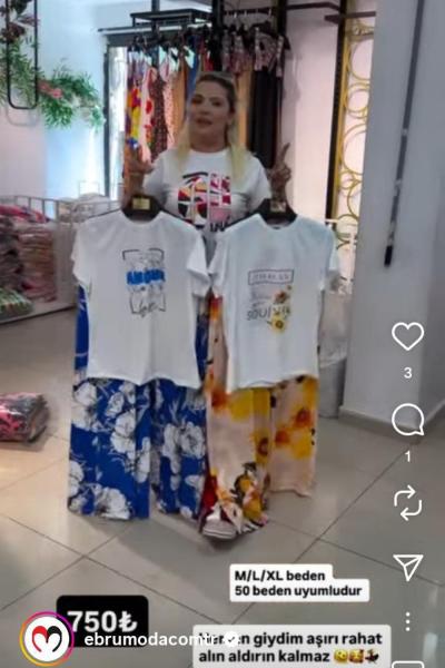 BAYAN AMOUR SOUL YAZILI İKİLİ TAKIM  Mavi