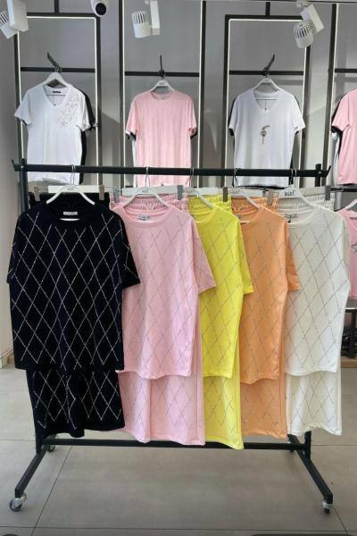 BAYAN BAKLAVA DİLİMLİ TAŞLI TAKIM Sarı