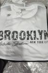 BAYAN BROOKLYN NEW YORK YAZILI TİŞÖRT  Beyaz
