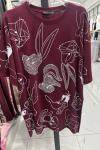 BAYAN BUGS BUNY TİŞÖRT Bordo