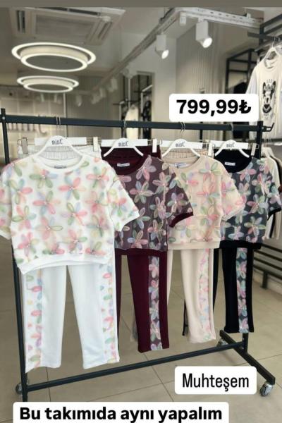 Bayan Çiçek Baskılı İkili Takım  Bordo