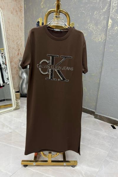 BAYAN CK TASARIM ELBİSE  Kahverengi