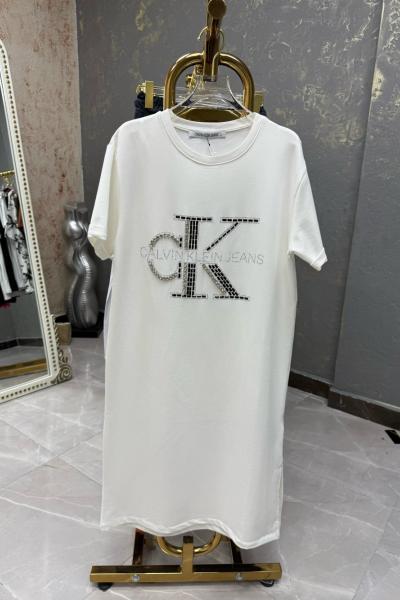BAYAN CK TASARIM ELBİSE  Beyaz