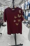 BAYAN ÇOKLU KELEBEKLİ TİŞÖRT Bordo