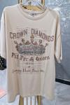 BAYAN CROWN DIAMONDS YAZILI TİŞÖRT Bej