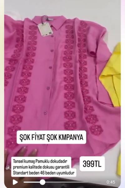 BAYAN  DAMLA DETAY TASARIM GÖMLEK Pembe