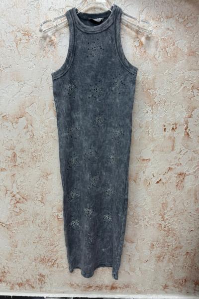 BAYAN DAMLA DETAYLI ELBİSE  Antrasit