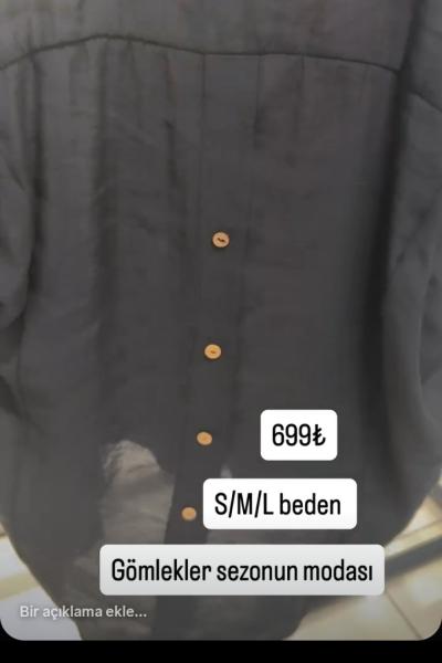 BAYAN DÜĞME DETAY GÖMLEK  Siyah