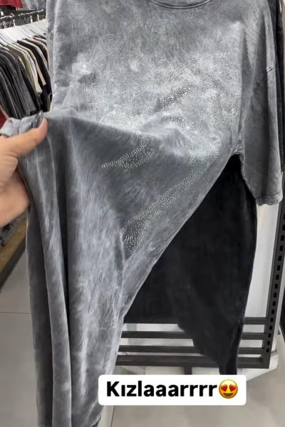 BAYAN FİYONK DETAYLI ELBİSE  Gri