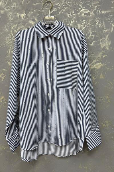 Bayan full taşlı tasarım gömlek Lacivert