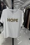 BAYAN HOPE YAZILI TİŞÖRT Beyaz