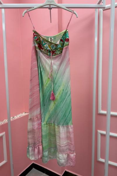 BAYAN İP ASKILI İTHAL ELBİSE  Yeşil