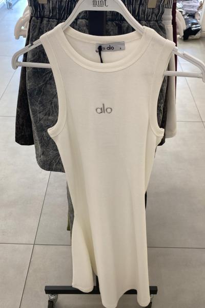 Bayan kaskorse lo yazılı elbise Beyaz