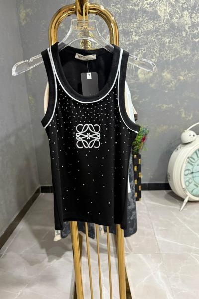 BAYAN LOVE İŞLEMELİ ATLET Siyah