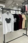 Bayan Mickey Baskılı Tişört  Bordo