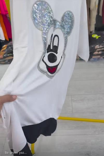 BAYAN MİKİLİ TASARIM BLUZ Beyaz