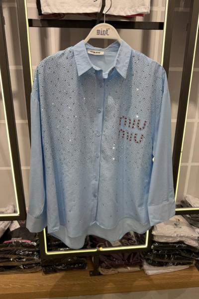 BAYAN MIU DETAYLI TASARIM GÖMLEK  Bebe Mavisi