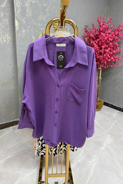 BAYAN MİYASE OVERSİZE GÖMLEK  Mor