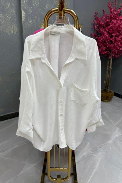 BAYAN MİYASE OVERSİZE GÖMLEK  Beyaz