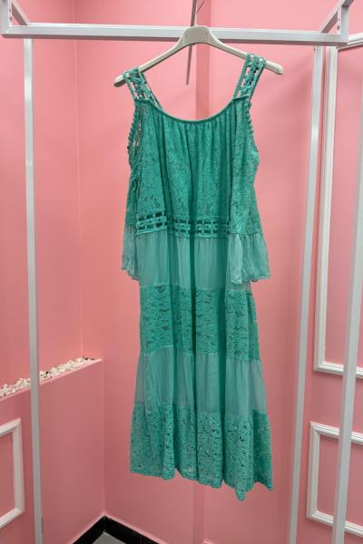 BAYAN OMUZ DETAY İTHAL ELBİSE  Yeşil