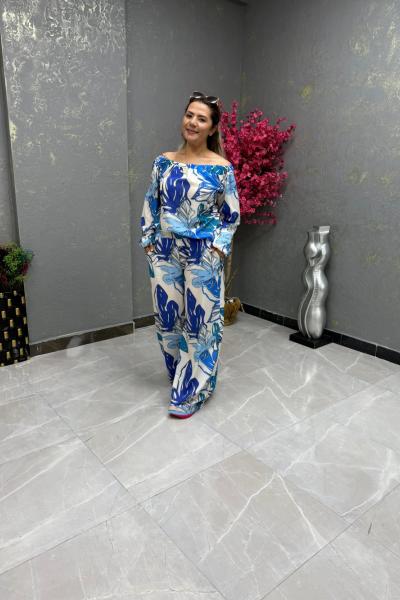 BAYAN OMUZ LASTİKLİ İKİLİ TAKIM  Mavi