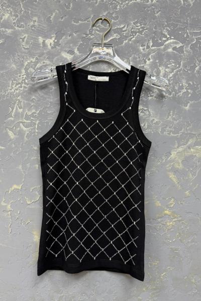 BAYAN ÖN FUL TAŞLI ATLET Siyah