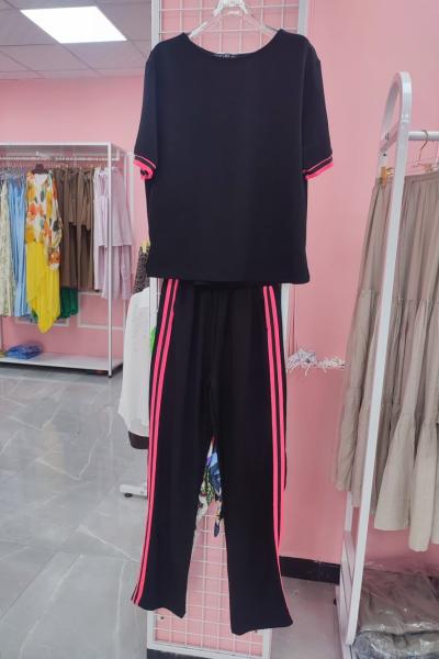 BAYAN PEMBE ŞERİT DETAY TAKIM Siyah