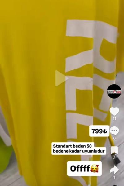 BAYAN RELAX YAZILI ELBİSE  Sarı