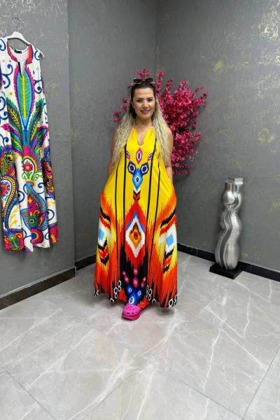 BAYAN RENKLİ ELBİSE  Sarı