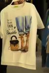 BAYAN SPARKLE YAZILI TASARIM BLUZ Beyaz