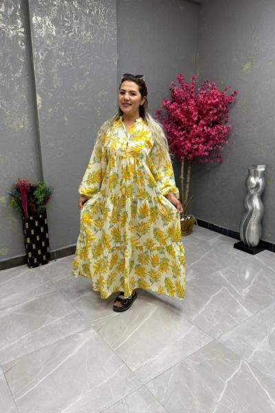 BAYAN TARZ GÖMLEK ELBİSE Sarı