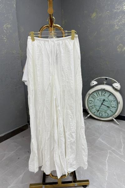 BAYAN TASARIM ETEK PANTOLON  Beyaz