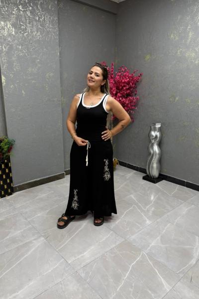 BAYAN TASARIM ŞALVAR PANTOLON  Siyah