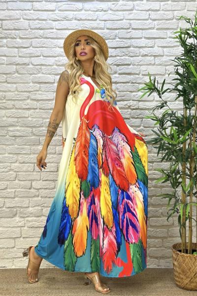 BAYAN TÜY DETAYLI ELBİSE  Krem