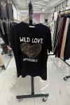 BAYAN WILD LOVE YAZIKI TİŞÖRT  Siyah