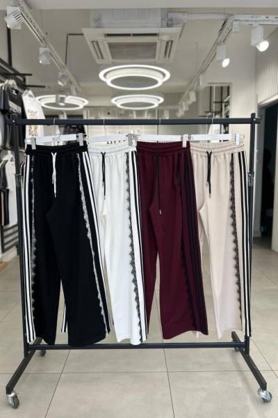 BAYAN YAN DANTELLİ PANTOLON  Bordo