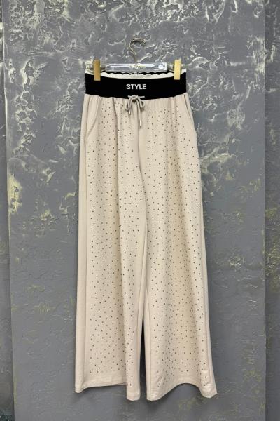 BAYAN YENİ ÖN FUL TAŞLI PANTOLON  Bej