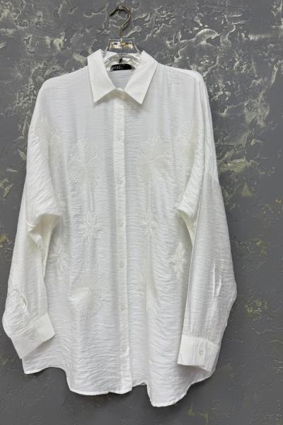 BAYAN YILDIZ DETAY GÖMLEK  Beyaz