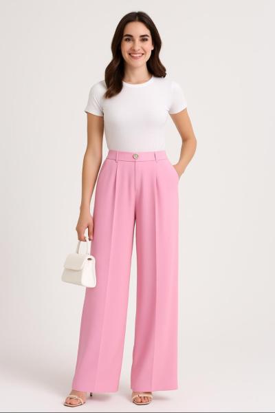 BAYAN YUKSEK BEL PANTOLON  Pembe