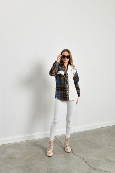 BUKLET EKOSE TASARIM GÖMLEK  Lacivert