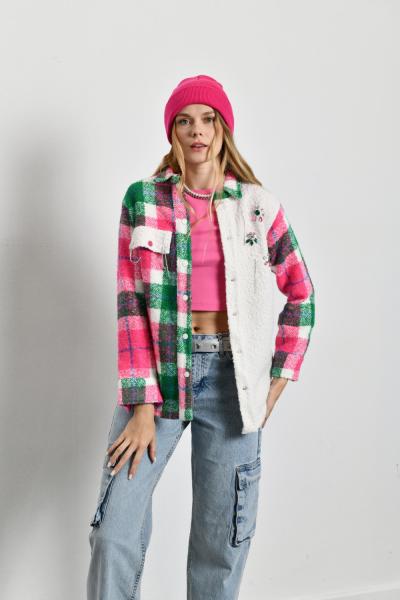 BUKLET EKOSE TASARIM GÖMLEK  Pembe