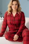 Büyük beden ekose pijama takımı Kırmızı
