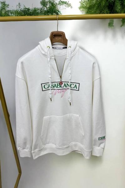 CASA YAZILI SIRT BASKILI KAPŞONLU SWEAT  Beyaz