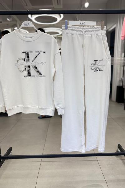 CKA TAŞLI ŞARDONSUZ İKİLİ TAKIM  Beyaz