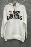 CLASSY FABULOUS YAZILI SWEAT  Beyaz