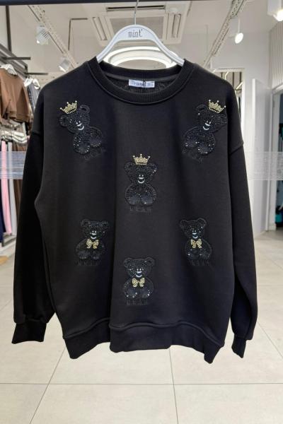 ÇOKLU AYICIKLI ŞARDONSUZ SWEAT 65 CM Siyah