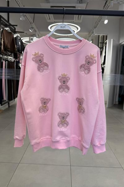 ÇOKLU AYICIKLI ŞARDONSUZ SWEAT 65 CM Pembe