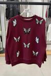 ÇOKLU KELEBEKLİ ŞARDONSUZ SWEAT 65 CM  Bordo