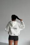 CULTERE YAZILI KAPŞONLU SWEAT Beyaz